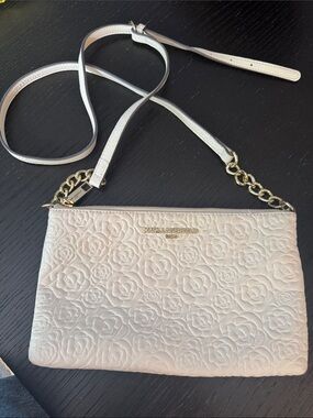 Karl Lagerfeld Paris "Camilla" Rose Embossed Crossbody Bag. Faux leather. NWOT